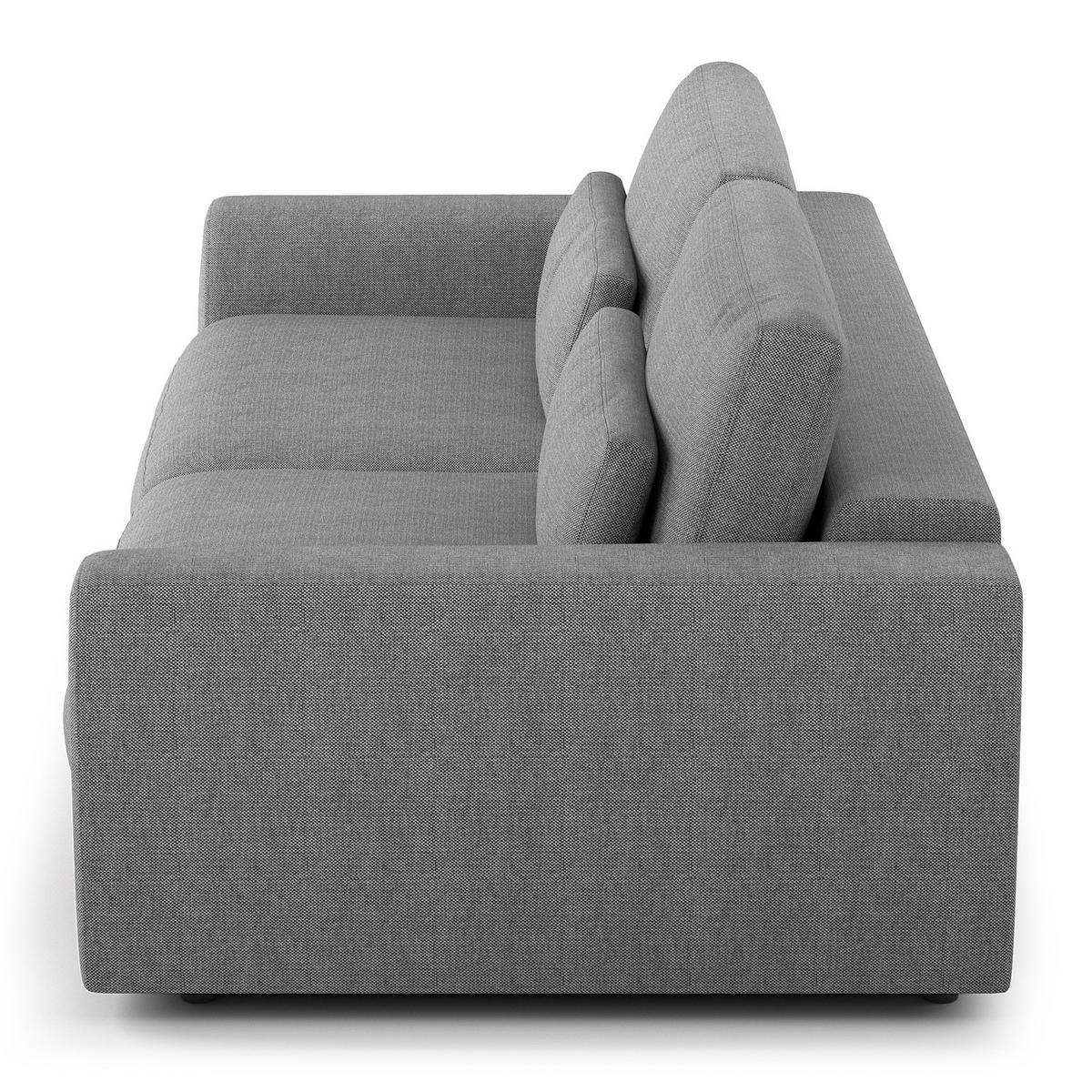 3-SITZER SOFA - Silberfarben/Schwarz, Kunststoff/Textil (252/80/117cm) - home24