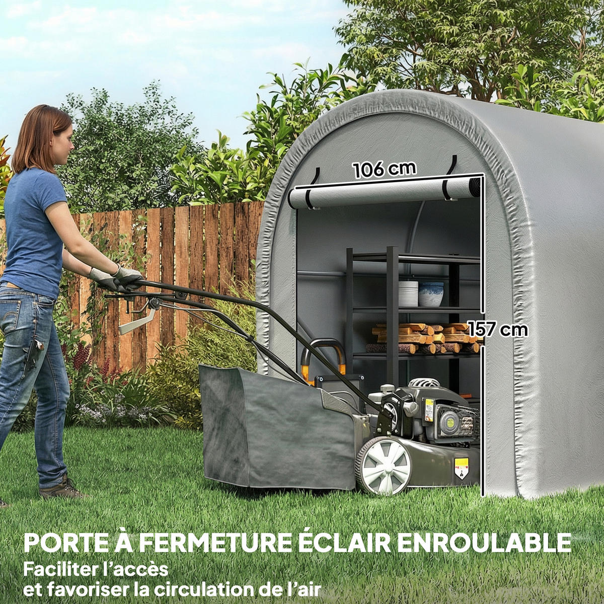 FAHRRADGARAGE DE-16895 160g/m² PE mit UV-Schutz Hellgrau - Hellgrau, Kunststoff (159/185/240cm) - ComfortXL
