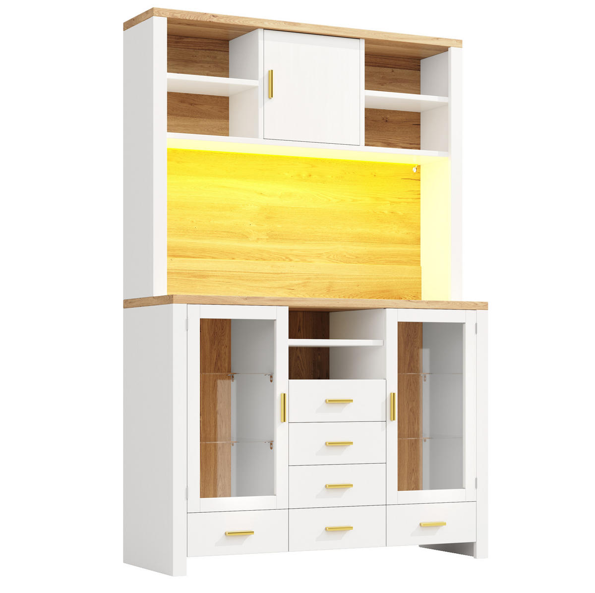KUHINJSKA omara 120/40/188 cm iz MDF z nastavljivimi policami, odprtim delom in stojalom za vino, Črna - črna, leseni material (120/188/40cm) - Redom