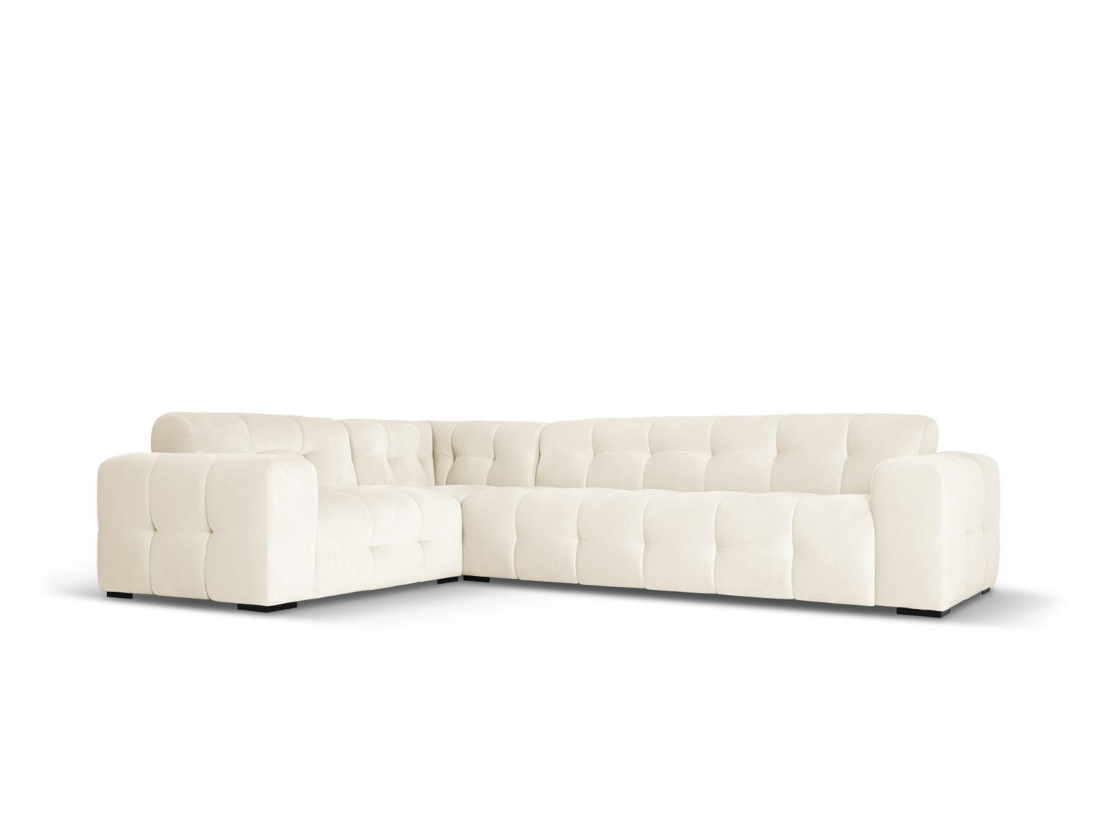 ECKSOFA links Kendal aus Samt leichtes beige 6 Sitzplätze - Creme, Textil (231/332cm) - Micadoni