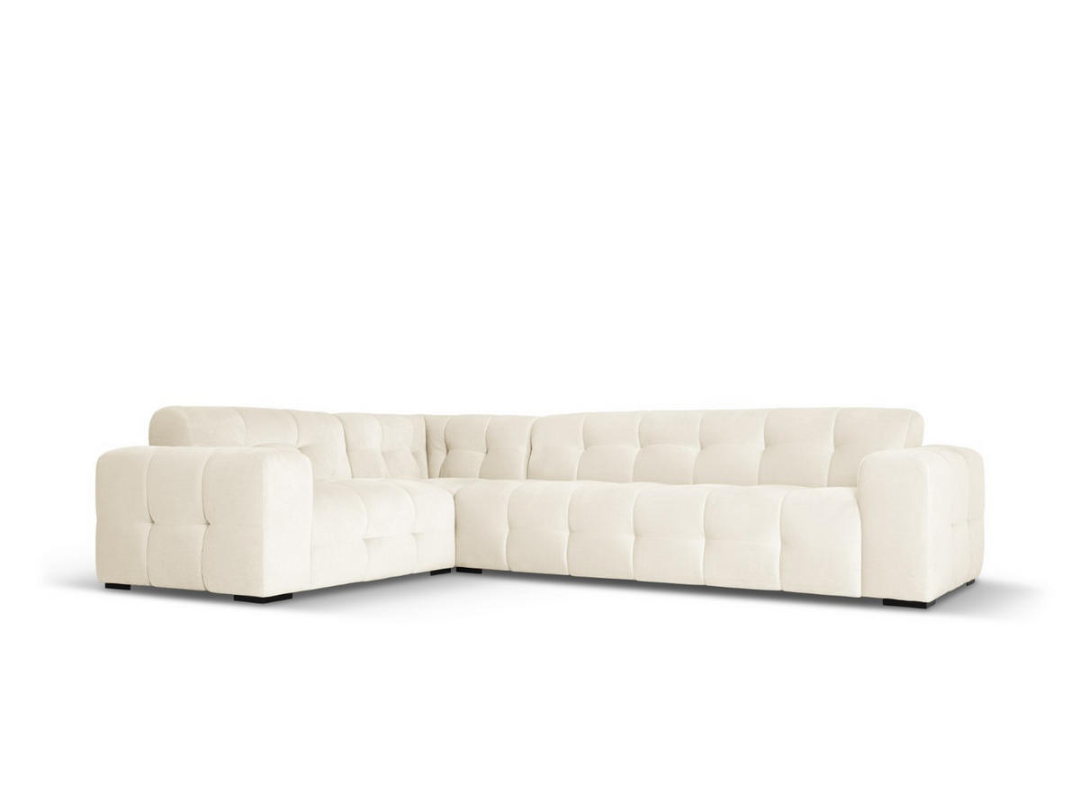 ECKSOFA links Kendal aus Samt leichtes beige 6 Sitzplätze - Creme, Textil (231/332cm) - Micadoni