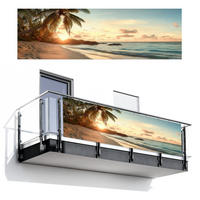 BALKON-SICHTSCHUTZ Strand - Palmen - Meer - Sonnenuntergang 300x90 cm - Samtahornfarben, Kunststoff (300/90cm) - MuchoWow
