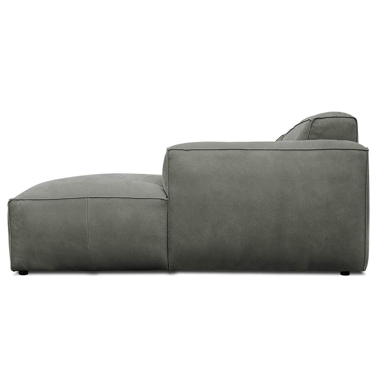 ECKSOFA mit Longchair - Anthrazit/Schwarz, Leder/Kunststoff (345/170cm) - home24