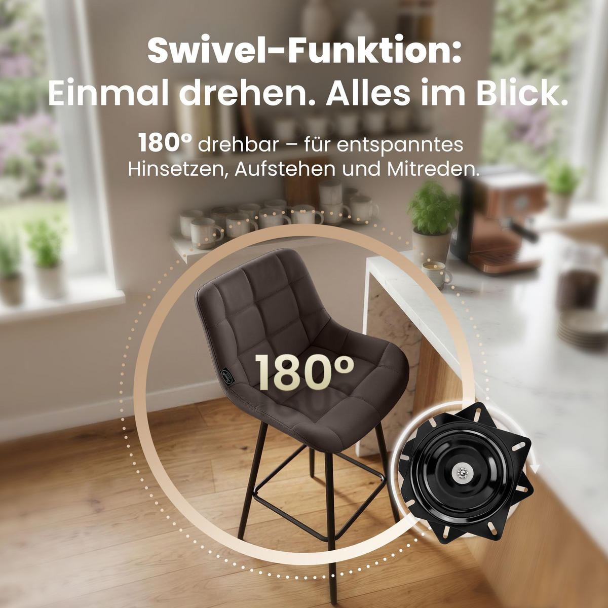 BARHOCKER Lederlook Braun - Schwarz/Braun, Textil/Metall (49/105/56cm) - CLP