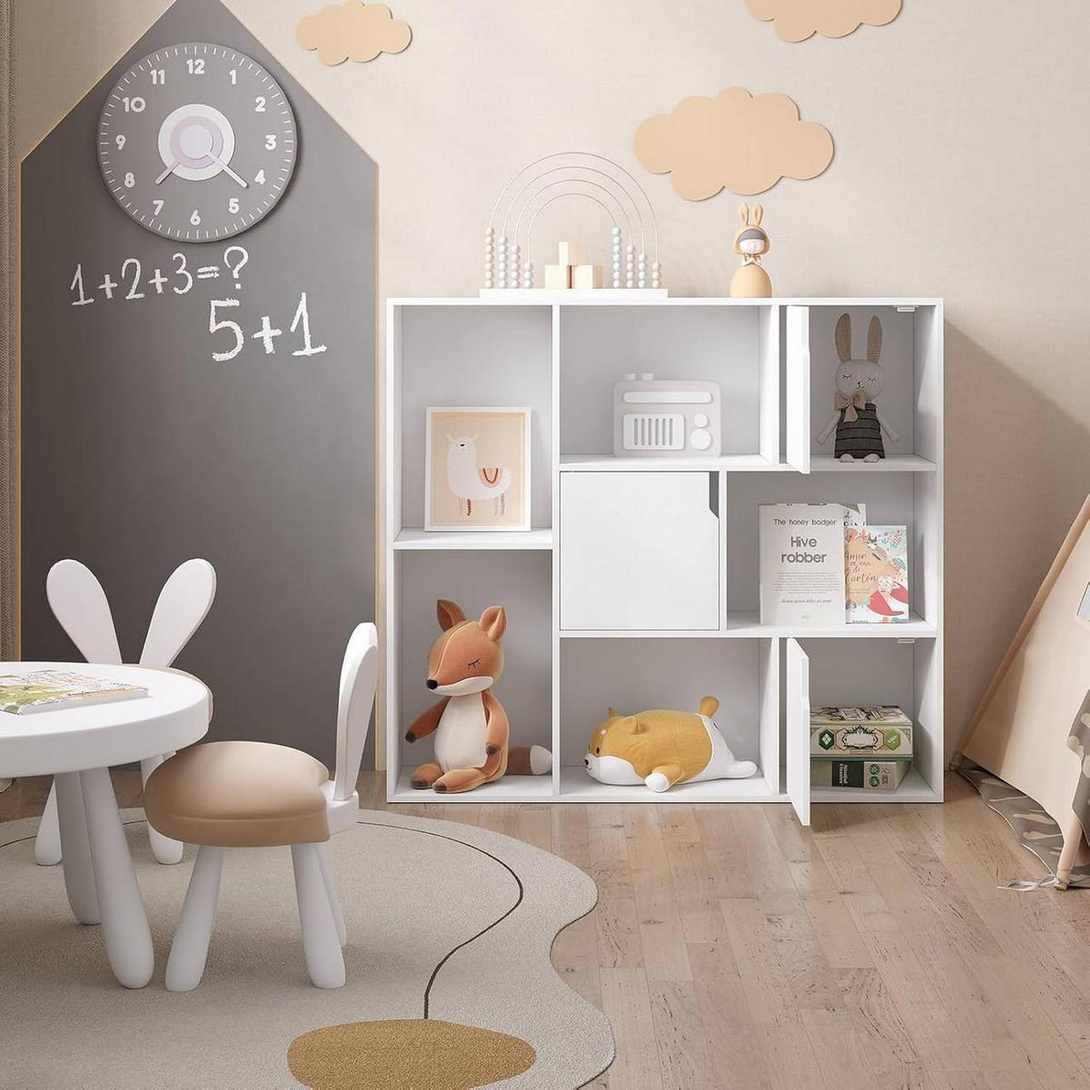 REGALE Bücherregal mit 8 Fächern,106x96x30 cm, Weiß - Weiß, Holzwerkstoff (106/96/30cm) - Woltu