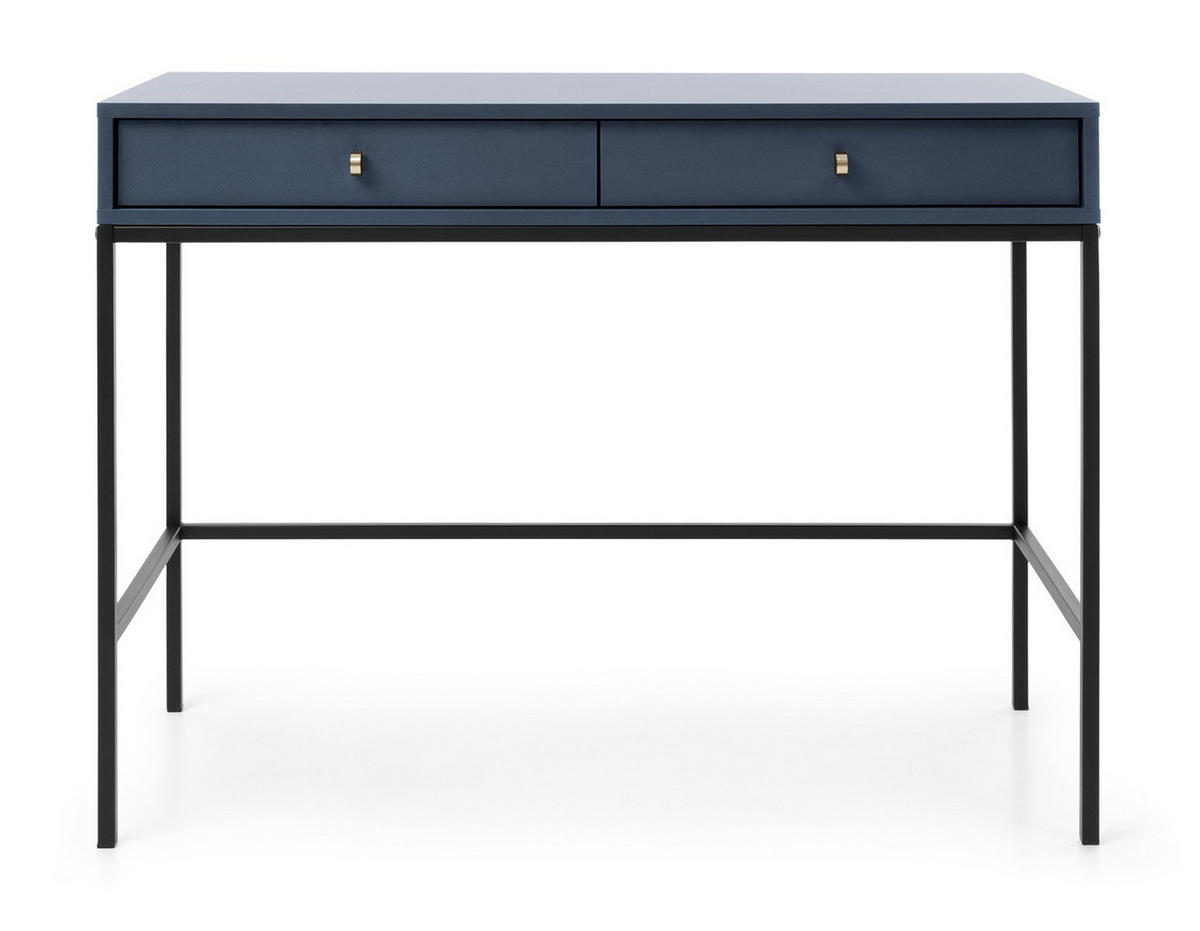 SCHMINKTISCH Monti, Schubladen, 104 cm, Marineblau + Schwarz - Schwarz/Dunkelblau, Holz/Metall (104/78/50cm) - Emporius