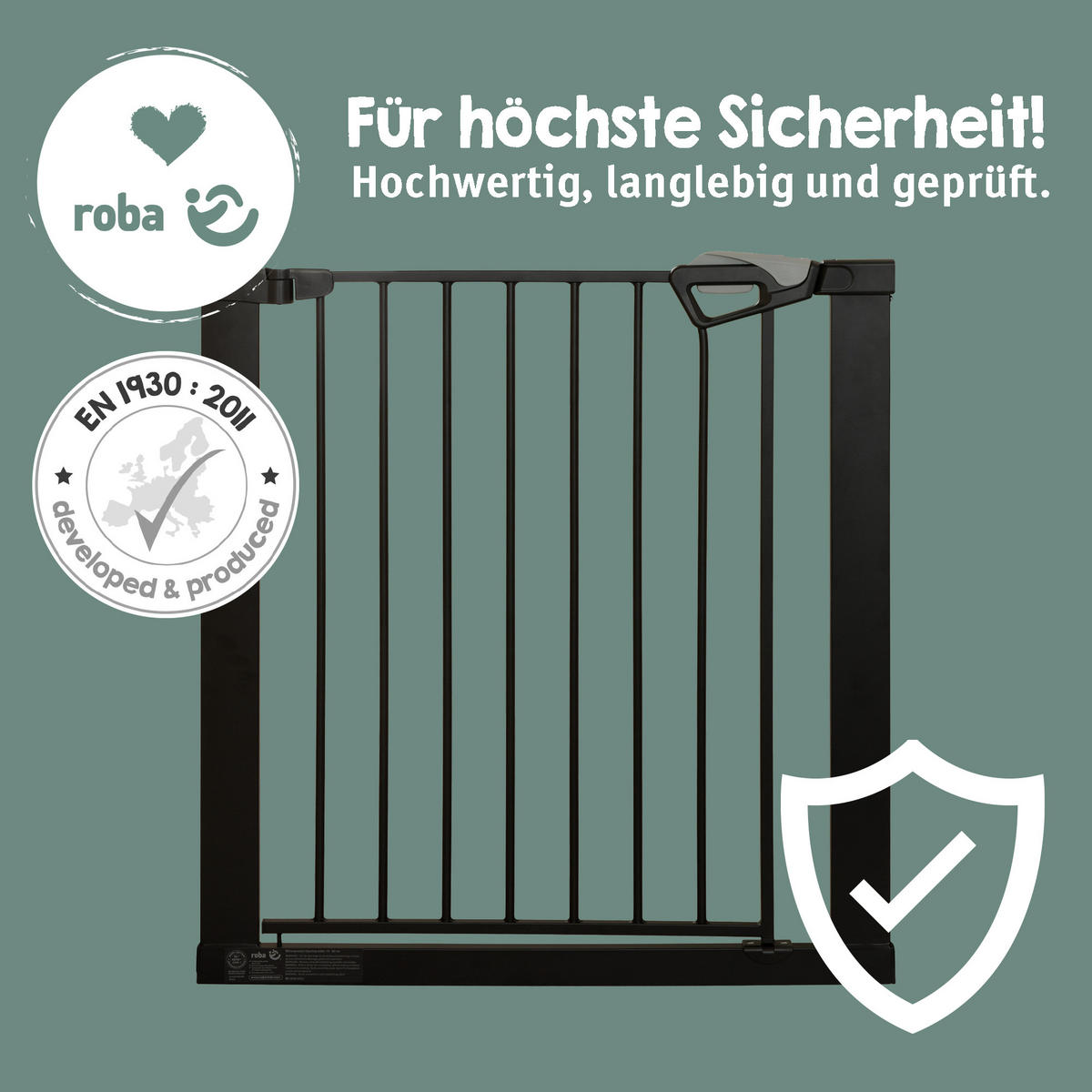 TÜRSCHUTZGITTER easySafe+ zum Klemmen - 75 - 82 cm - Schwarz, Metall (82/5cm) - Roba