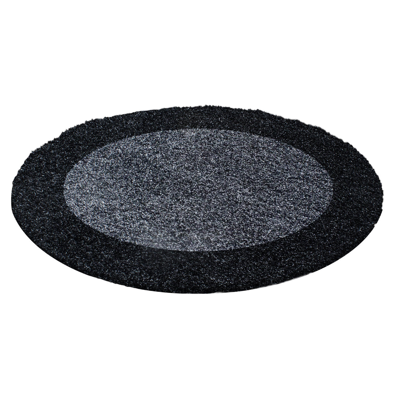 TEPPICH Hochflor einfarbig mit Bordüre Polypropylen Wohnzimmer Anthrazit Rund 120x120 - Anthrazit, Textil (120/120cm) - KADIMA DESIGN