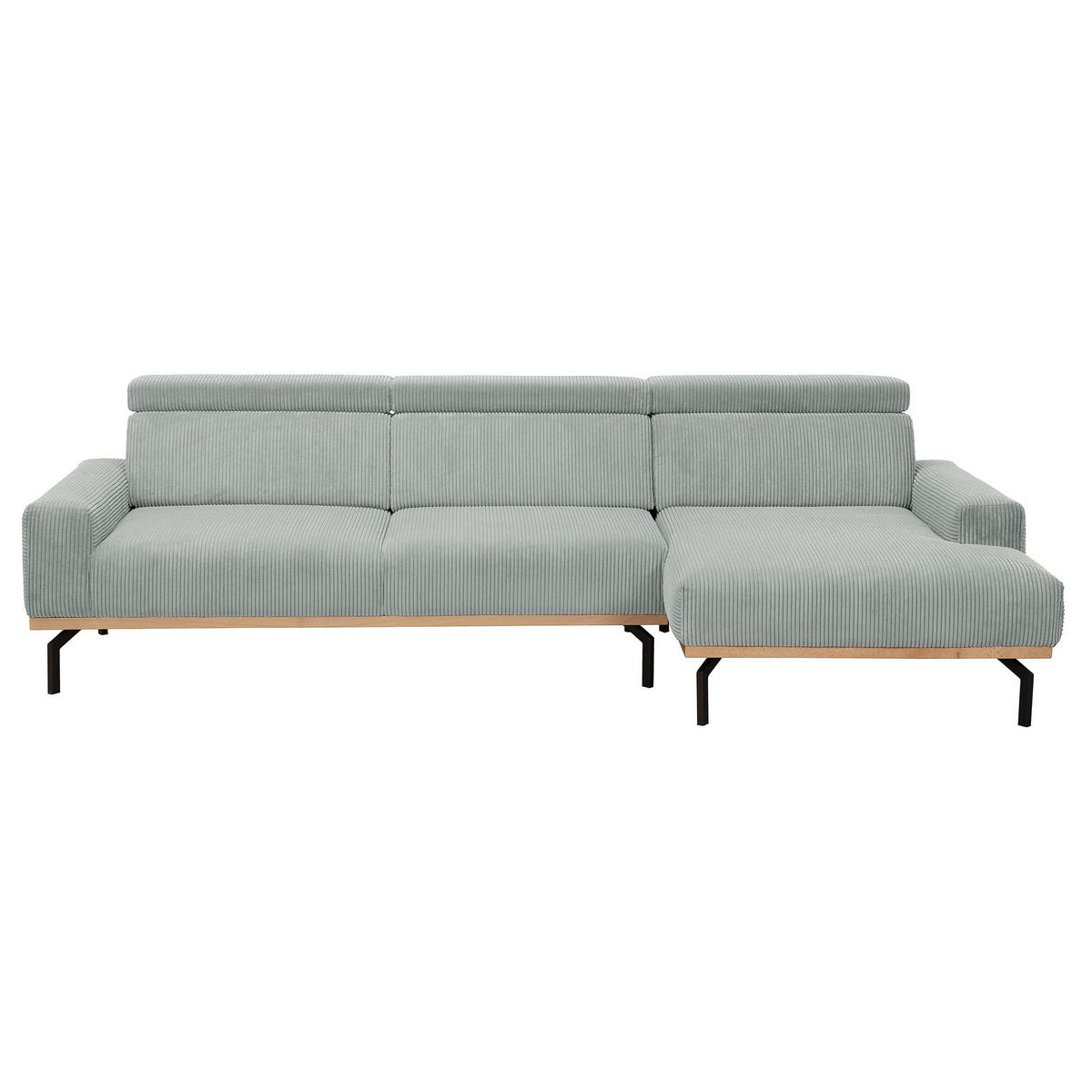 SOFA mit Longchair rechts Katrien Cordstoff silber - Silberfarben, Kunststoff (135/280cm) - 58aufmkessel