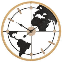 WANDUHR mit Weltkarte 5/60/60 cm - Schwarz, Metall (60/60/5cm) - Mauro Ferretti