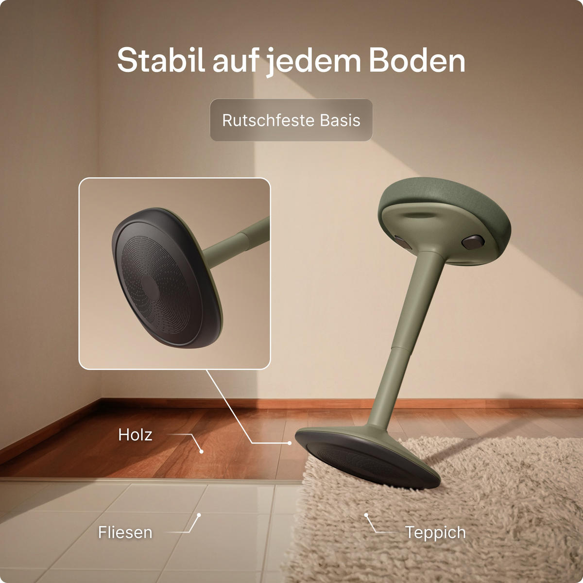 ERGONOMISCHER Balancehocker, Grün - Grün, Kunststoff (37/58/37cm) - Desktronic