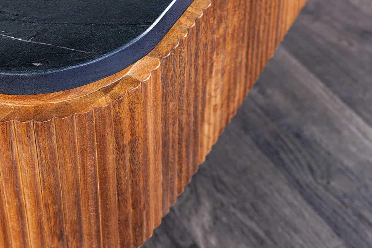 COUCHTISCH GATSBY Mango rechteckig Natur|Schwarz|Braun 110cm - Schwarz/Braun, Holz/Stein (53/110/46cm) - riess-ambiente