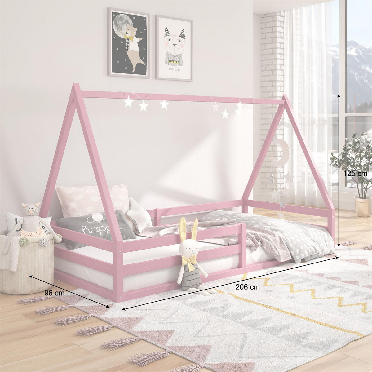 HAUSBETT SILA 90X200 CM - Rosa, Holz (96/152/206cm) - IDIMEX