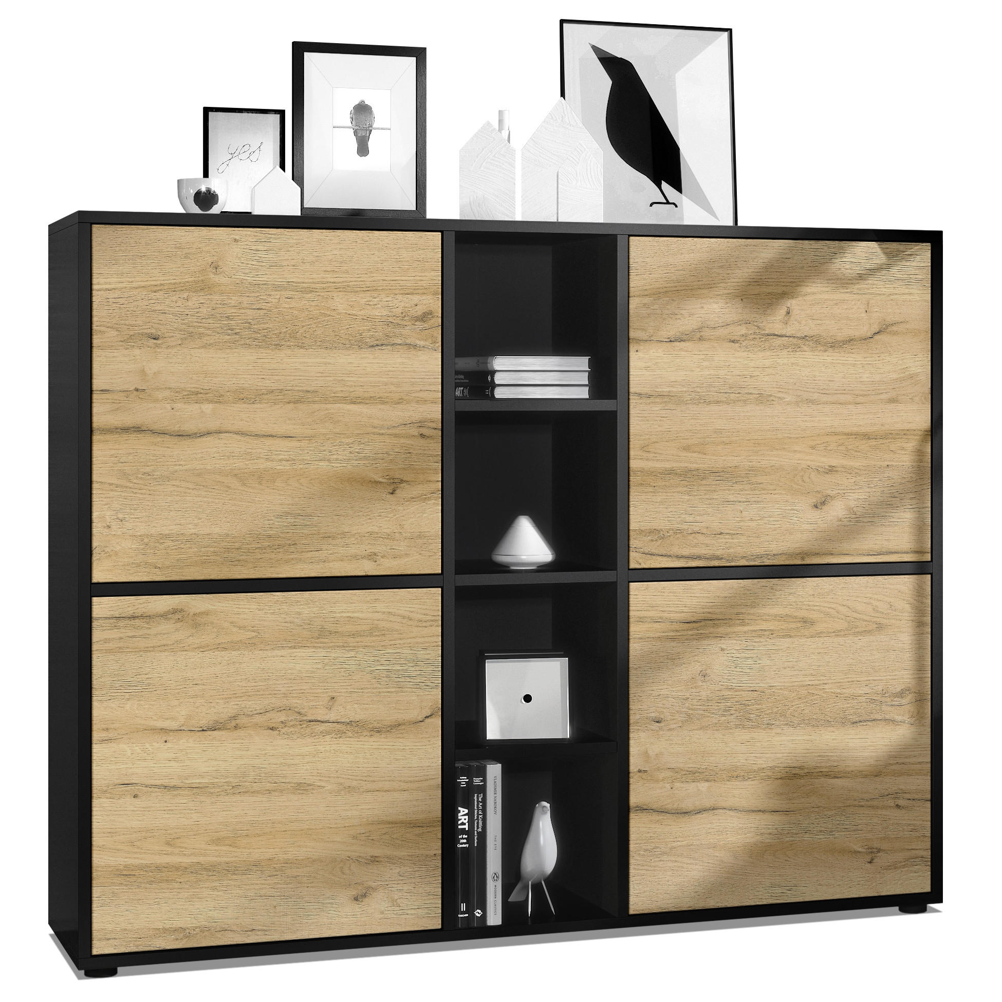 HIGHBOARD Cuba Türen in Eiche Natur - Eichefarben, Holzwerkstoff (130.5/105.5/35.5cm) - Vladon
