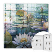SCHLÜSSELBOX Weiß 30x30 cm – Türöffnung nach rechts - Wasserblumen - Grün, Metall (30/30/5cm) - TULUP