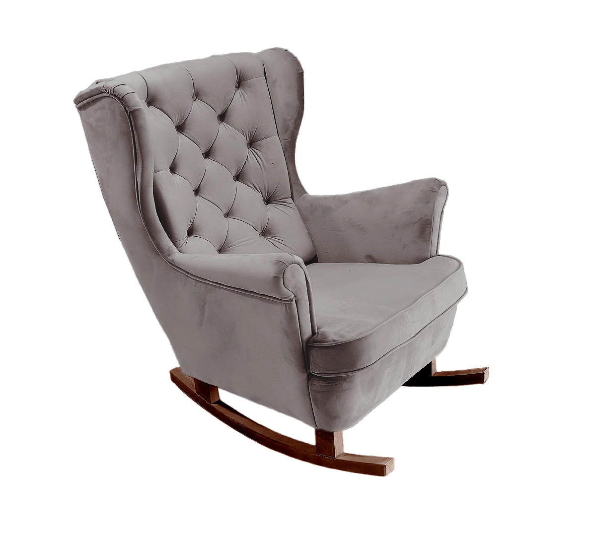 SCHAUKELSESSEL mit gepolstertem Sitz und Armlehnen, 102x81x95 cm, Grau_29841 - Schlammfarben/Braun, Holz/Textil (81/102/95cm) - DomoHome