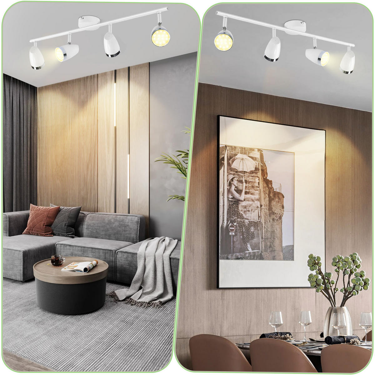 DECKENSTRAHLER Lichta 15.5/80/60 cm - Weiß, Kunststoff (60/15.5/80cm) - ZMH