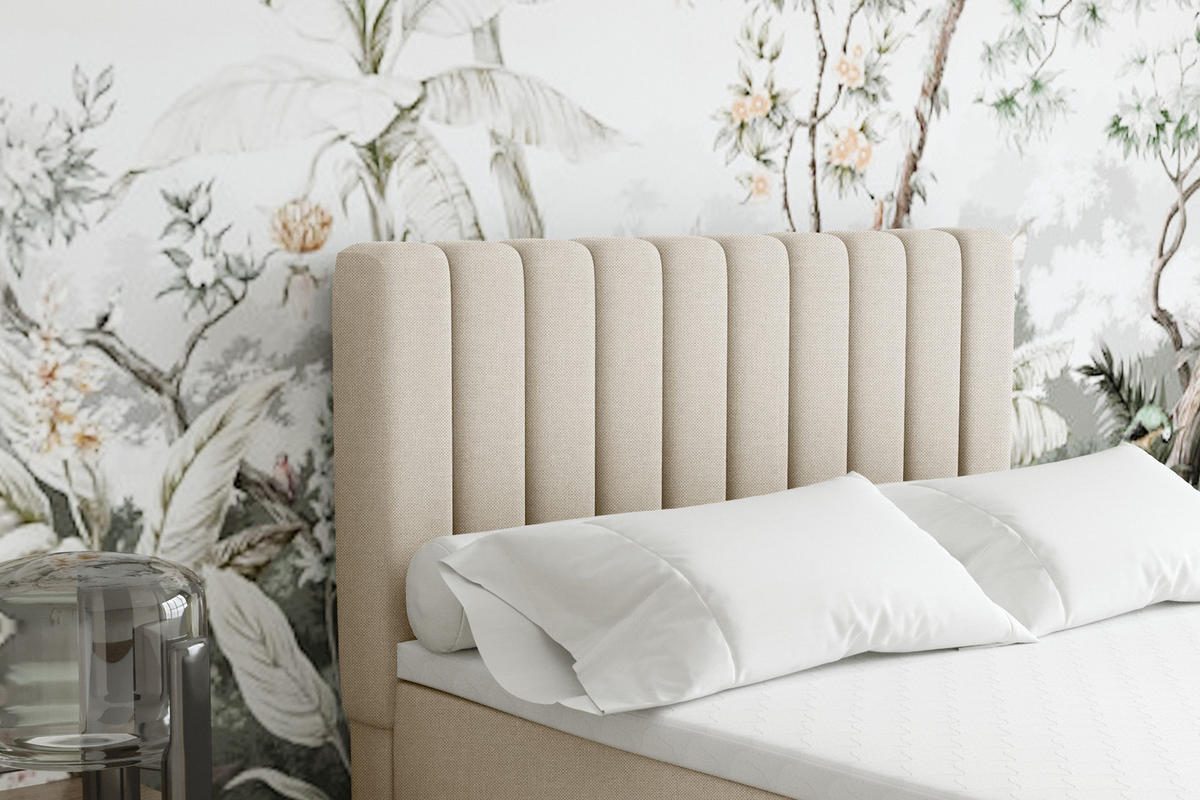 BOXBETT Everest 120 x 200 cm Einzelbett mit hochwertiger Bonell-Matratze und Topper - Beige, Holz (120/200cm) - Panda Möbel