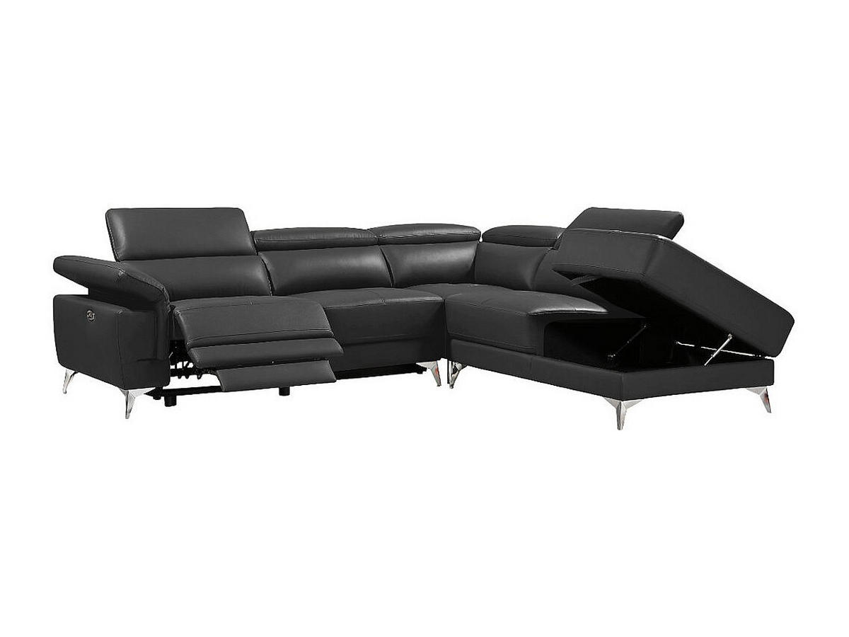 RELAXSOFA - 5 Personen - leder - anthrazitgrau Pascaline - Anthrazit, Leder/Metall (277/78/244cm) - Vente-Unique