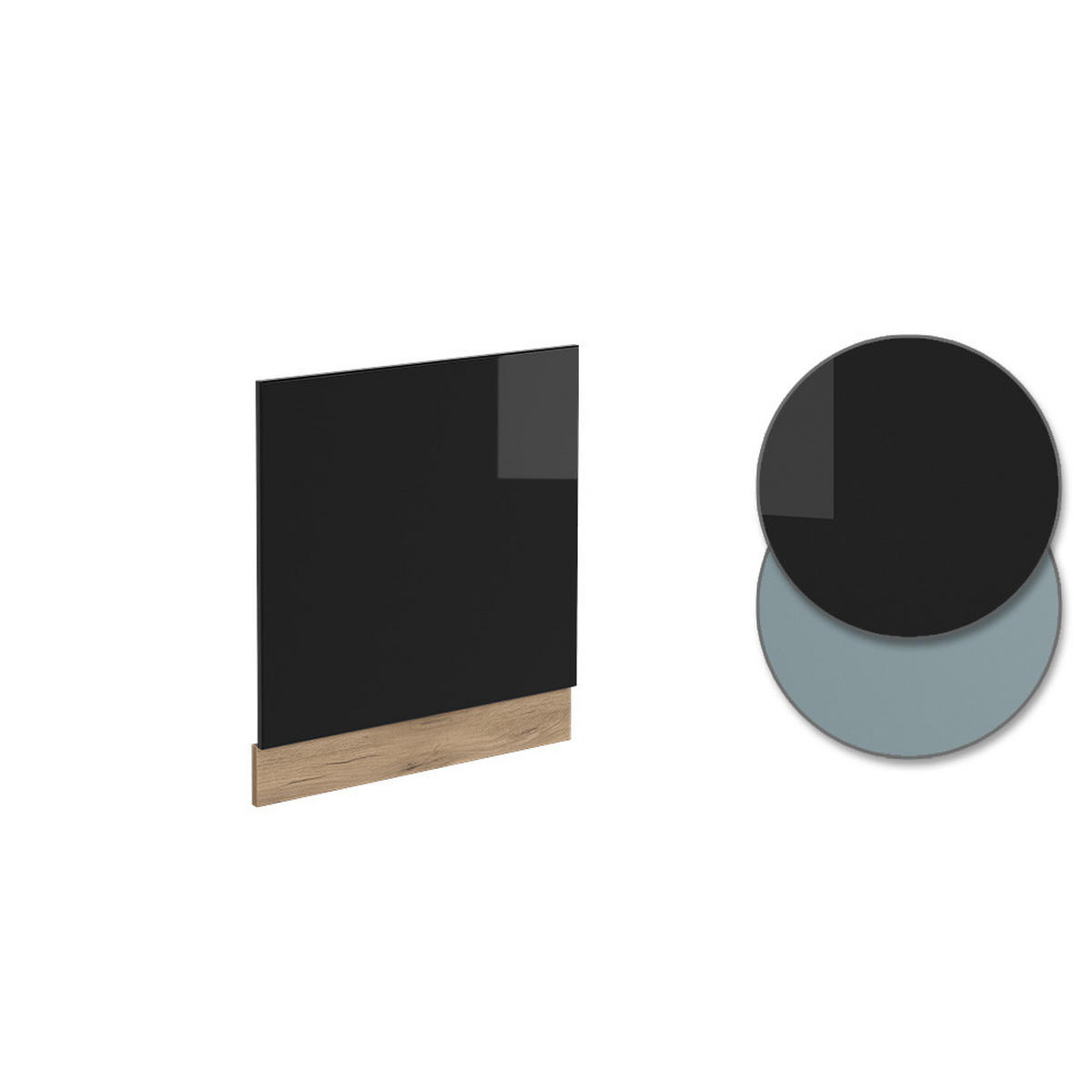 FRONTBLENDE R-Line Schwarz Hochglanz 60 cm, AP Eiche - Schwarz Hochglanz/Eiche Wotan, Holzwerkstoff (60/57.2/1.6cm) - Vicco