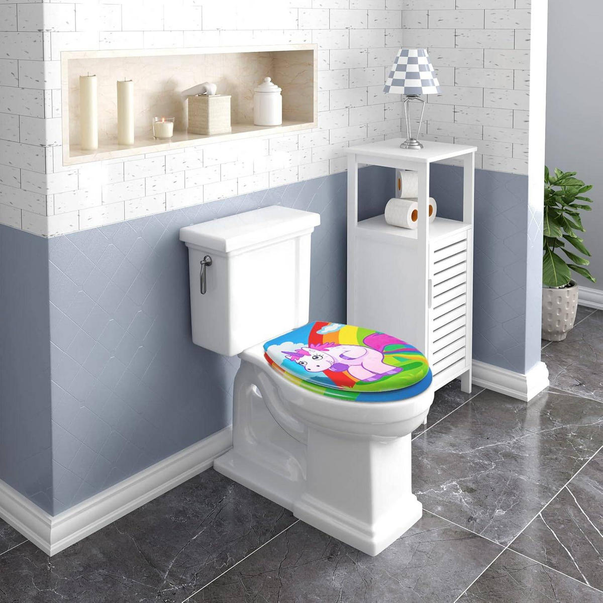 WC SITZ mit Absenkautomatik, Antibakteriell Oval, Duroplast - Weiß, Kunststoff (37/3.4/45cm) - Woltu