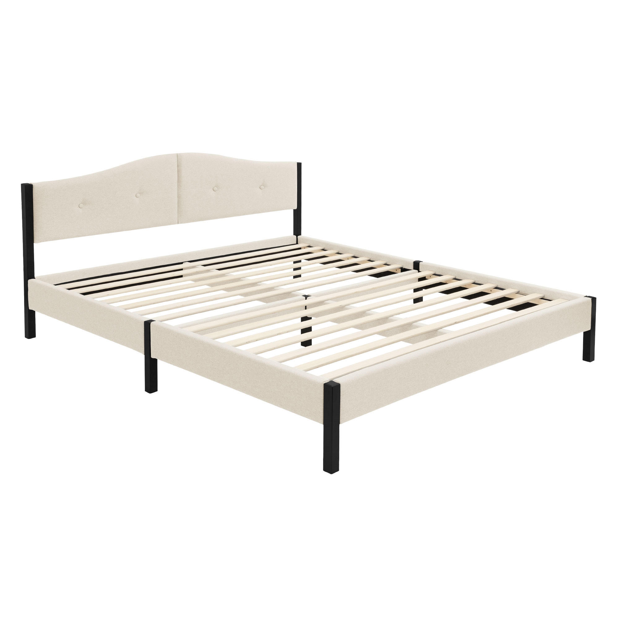 ML-DESIGN ČALOUNĚNÁ POSTEL 160x200 cm béžová s roštem a lněnou látkou