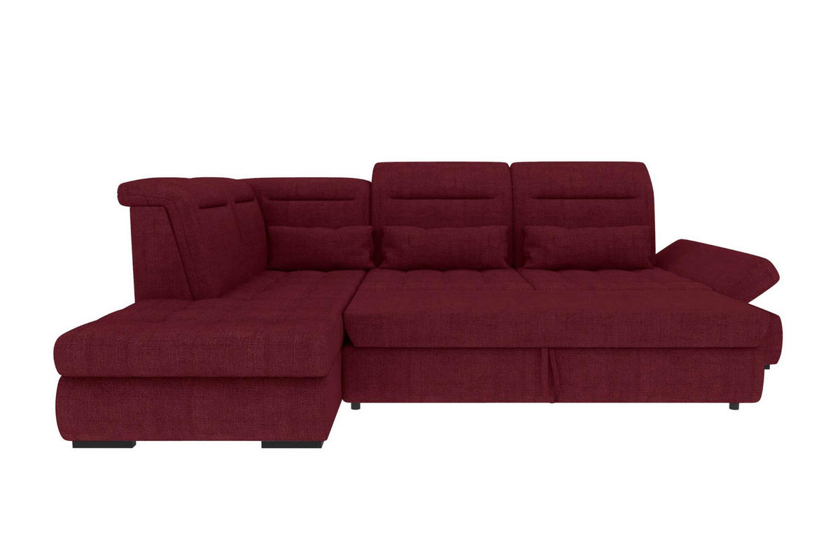 ECKSOFA Toscana Velours inkl. Schlaffunktion - Bordeaux, Textil (227/279cm) - 99rooms