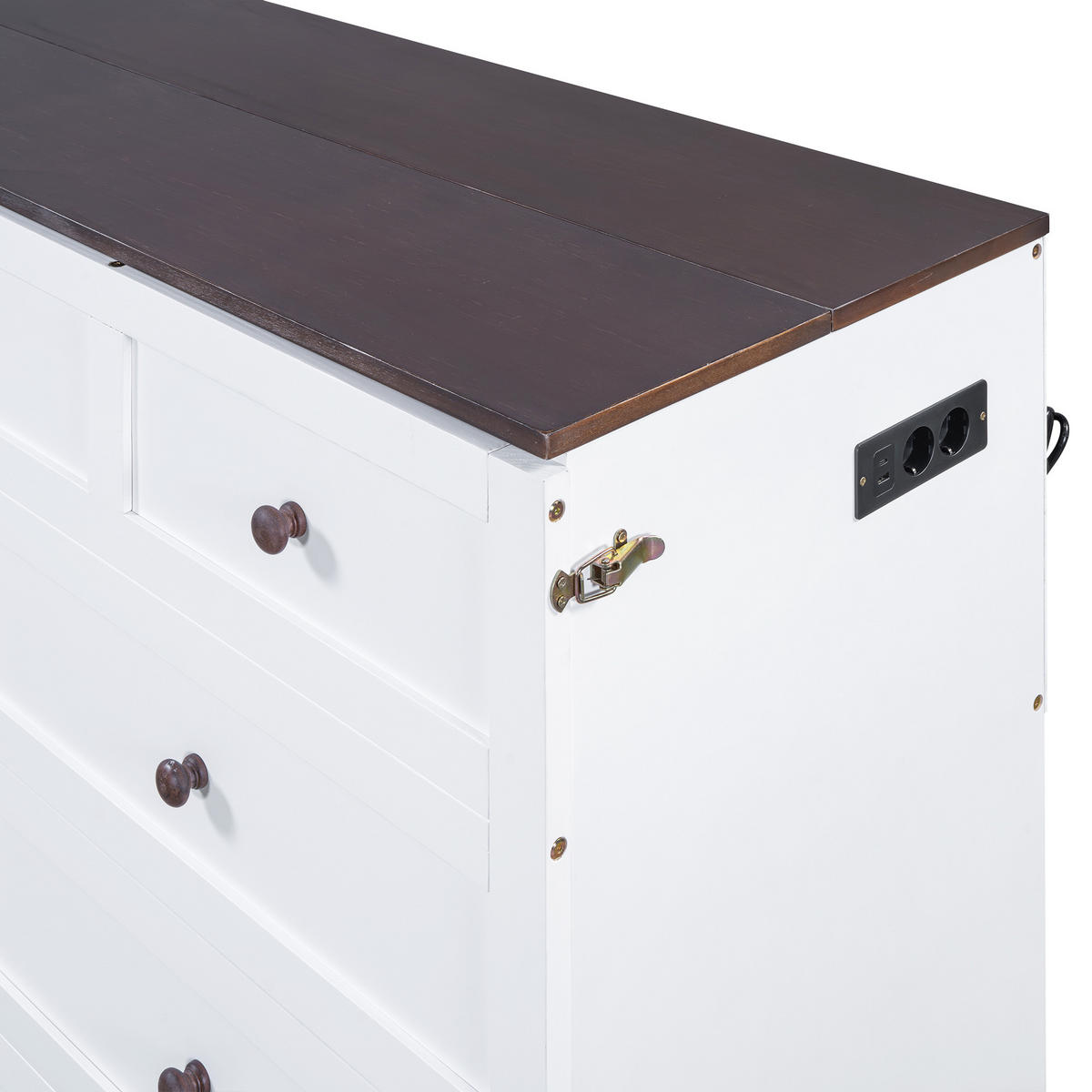 POLSTERBETT aus Kiefernholz und MDF 140x200 cm in Weiß mit USB & Steckdose - Weiß, Holz (140/200cm) - Modfu