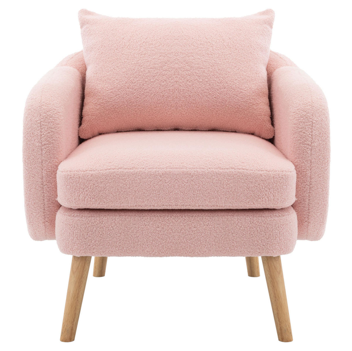 KŘESLO z teddy sametu, 71/72/71 cm růžové, s velkým polštářem - růžová, textil (72/71/71cm) - BEAOK