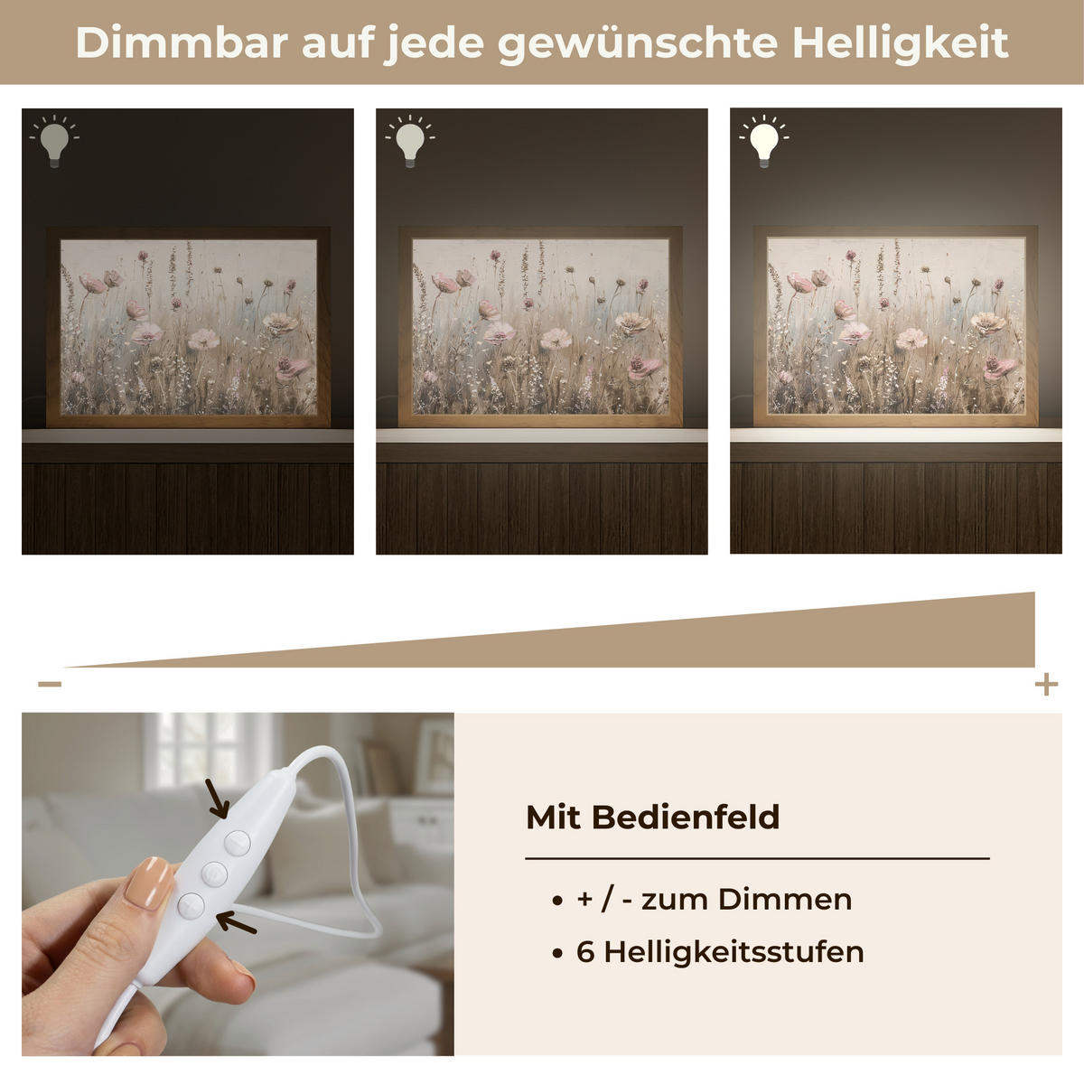 NÁSTĚNNÁ LAMPA Květiny - růžová - moderní - béžová 30x20 cm - starorůžová, kompozitní dřevo (30/20/8cm) - OnlyWow