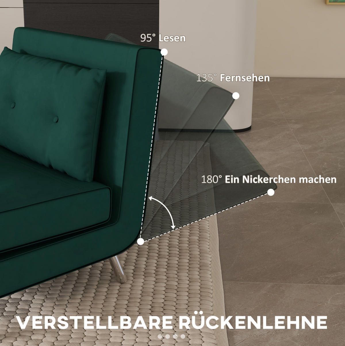SCHLAFSESSEL in Dunkelgrün 88x77x83 cm mit verstellbarer Rückenlehne und Kissen - Dunkelgrün, Textil (77/83/88cm) - IVMEU