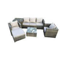 GARTENSET mit Beistelltisch Polyrattan 6-Sitzer - Dunkelgrau, Metall - Fimous