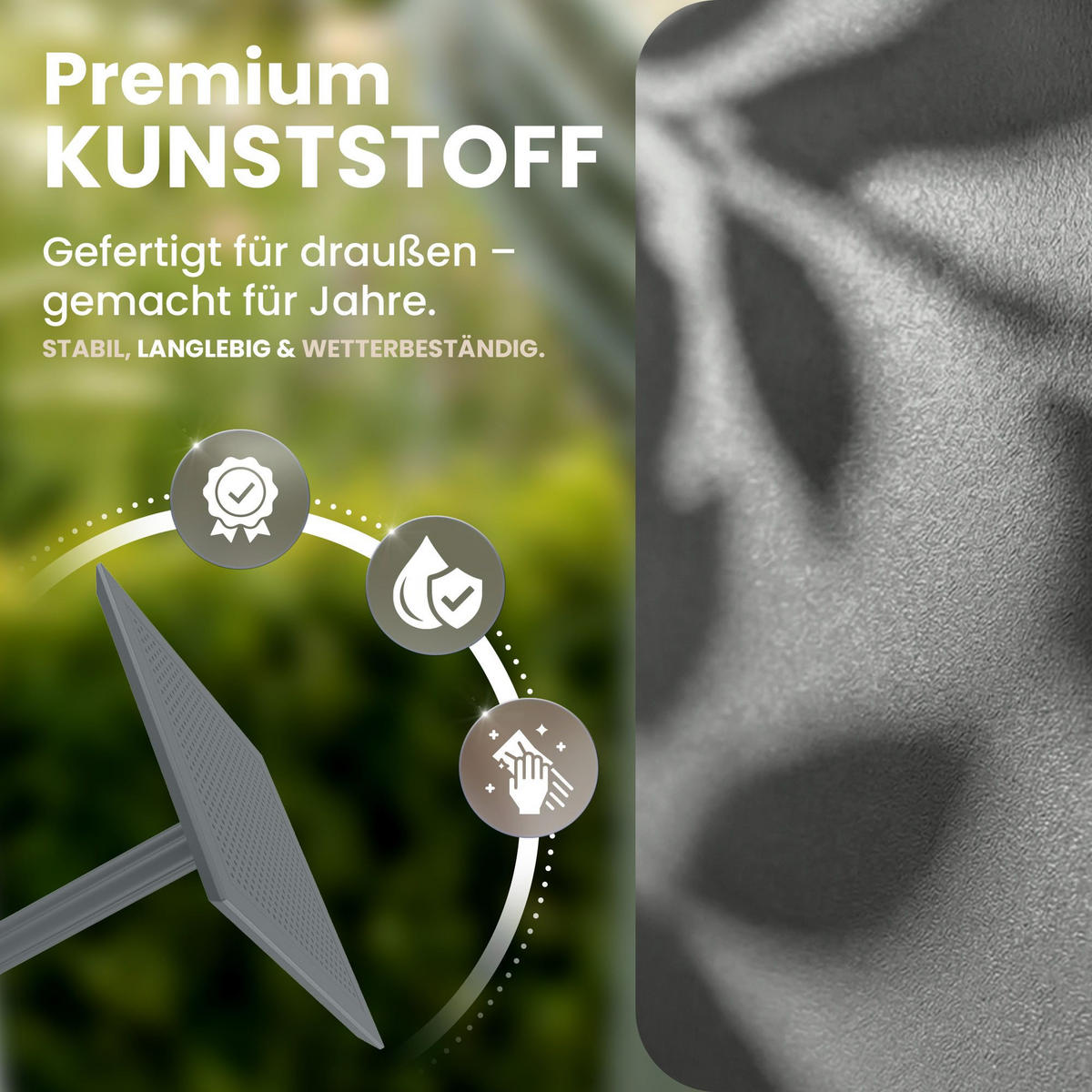 GARTENTISCH eckig 60/60/74 cm Kunststoff Dunkelgrau - Dunkelgrau, Kunststoff (60/60/74cm) - CLP