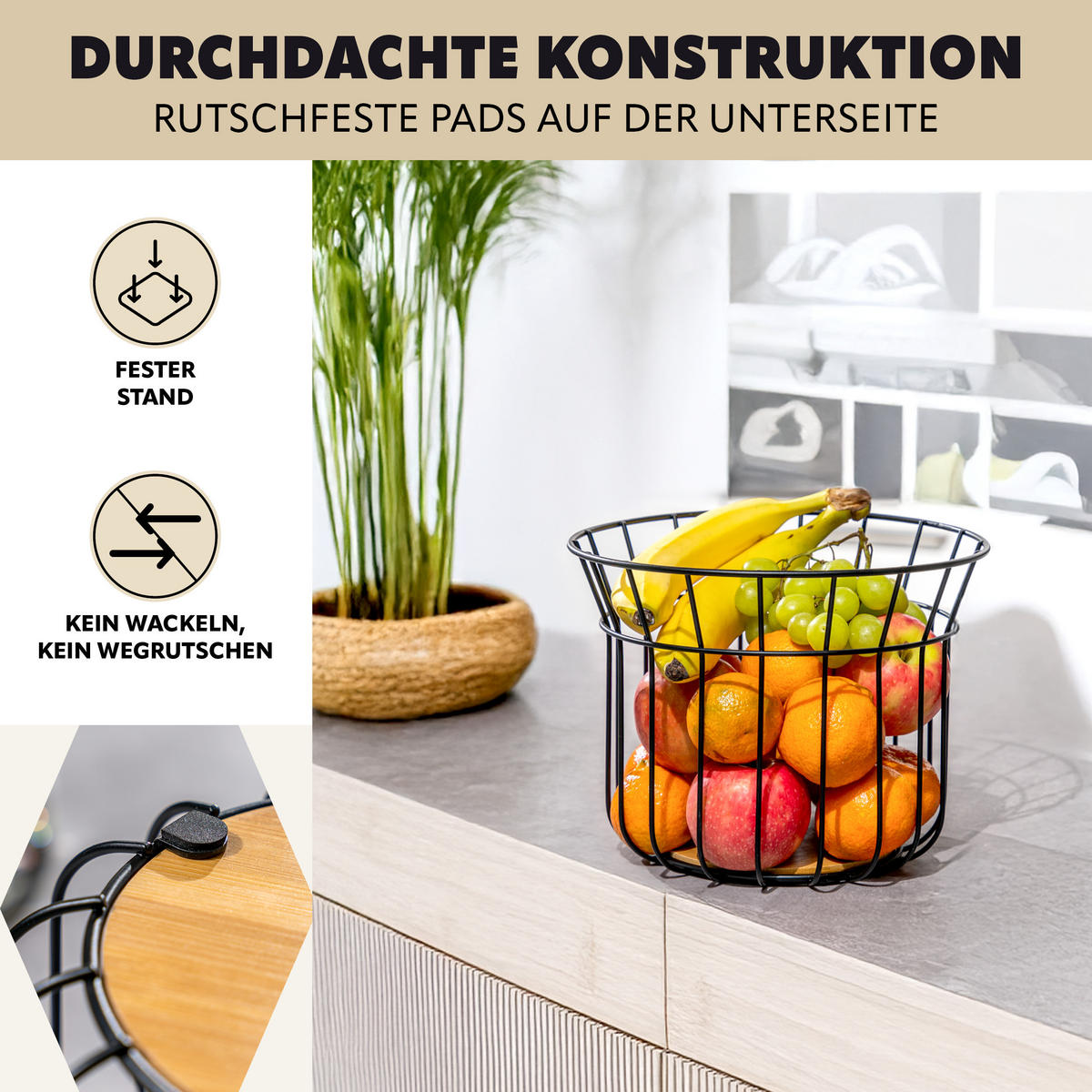 OBSTKORB, schwarz - Schwarz, Metall (19cm) - bremermann