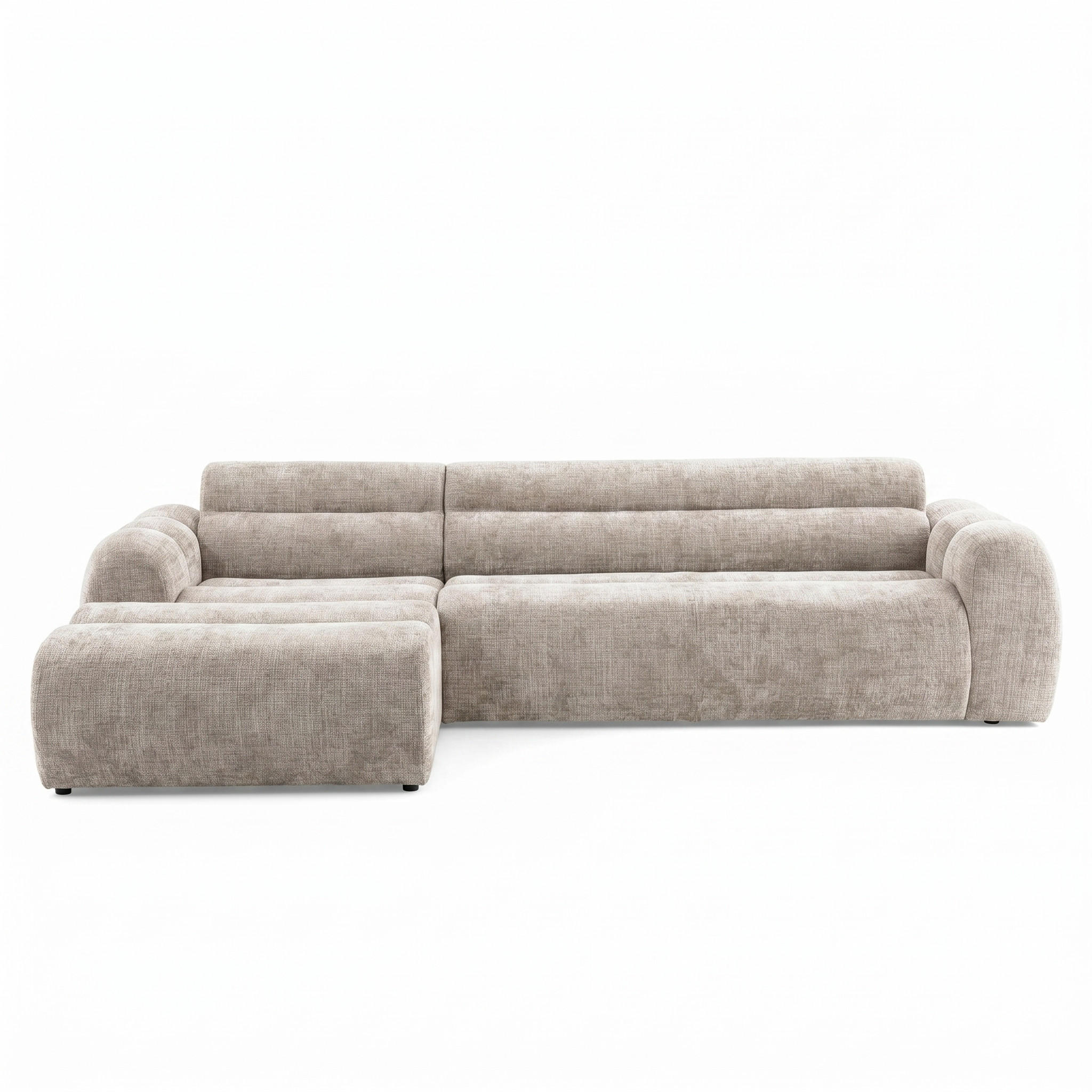 4-SITZER modulares Ecksofa VEER SET 1 Links, 298 x 175 cm, Chenille Webstoff Beige - Beige/Schwarz, Holz/Kunststoff (298/175cm) - Muffo