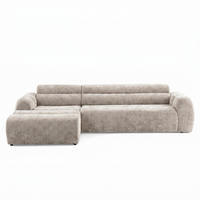 4-SITZER modulares Ecksofa VEER SET 1 Links, 298 x 175 cm, Chenille Webstoff Beige - Beige/Schwarz, Holz/Kunststoff (298/175cm) - Muffo