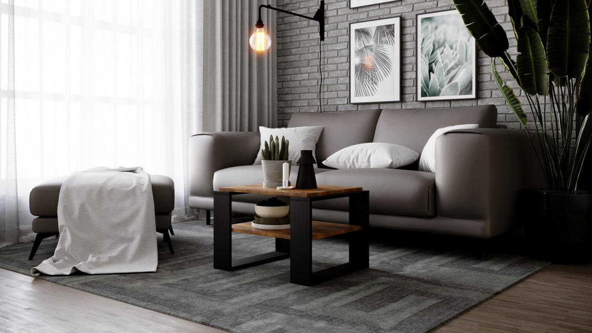 COUCHTISCH KAJA 61 - Alteiche/Schwarz, Holz (54/61/44cm) - Mat-Haus