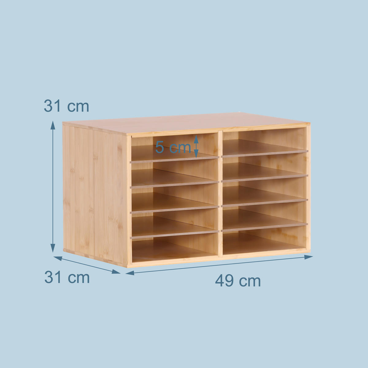 DOKUMENTENABLAGE Natur Bambus 10 Fächer A4 - Braun, Holz/Holzwerkstoff (31/49/31cm) - Relaxdays