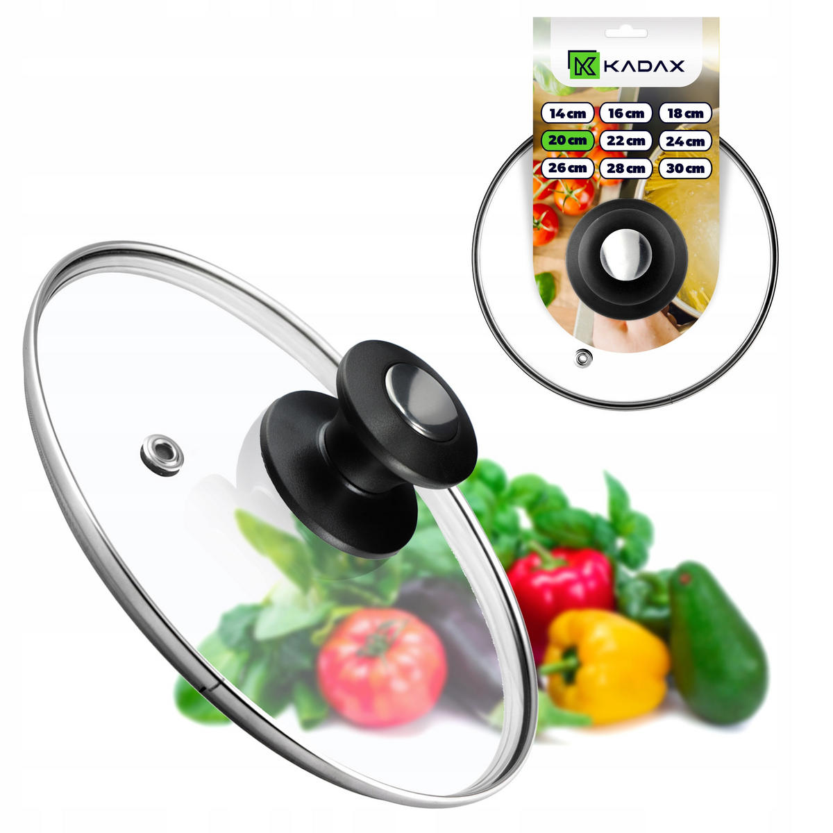 DECKEL mit Griff, 20 cm, 1 Stück - Transparent, Glas/Kunststoff (20cm) - KADAX