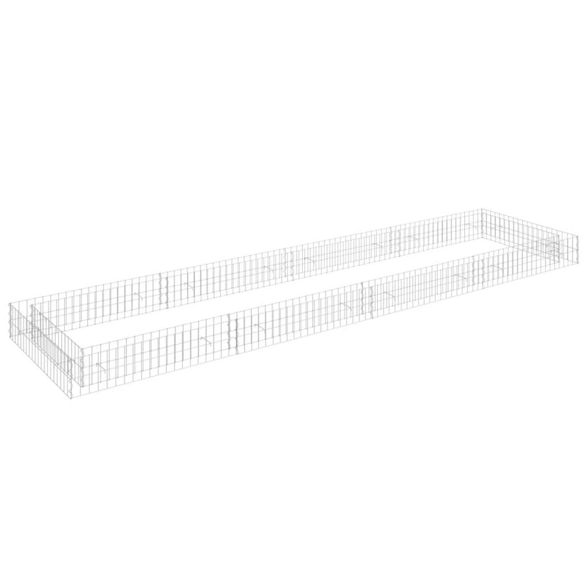 GABIONEN-HOCHBEET Verzinkter Stahl 400x100x20 cm - Silberfarben, Metall (400/20/100cm) - furnicato