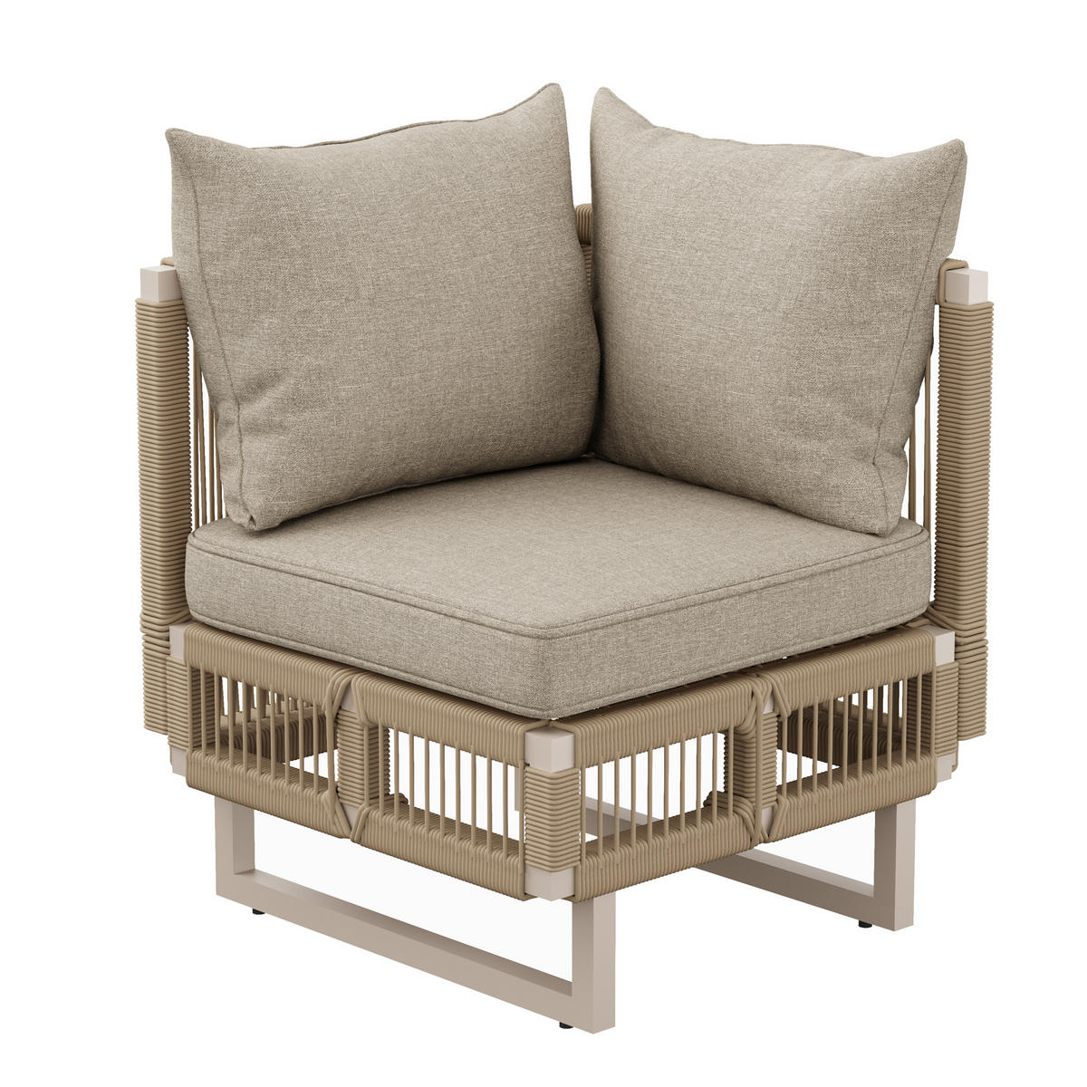 GARTENLOUNGE Modular 5-tlg. Beige/Grün - Beige, Metall - ComfortXL