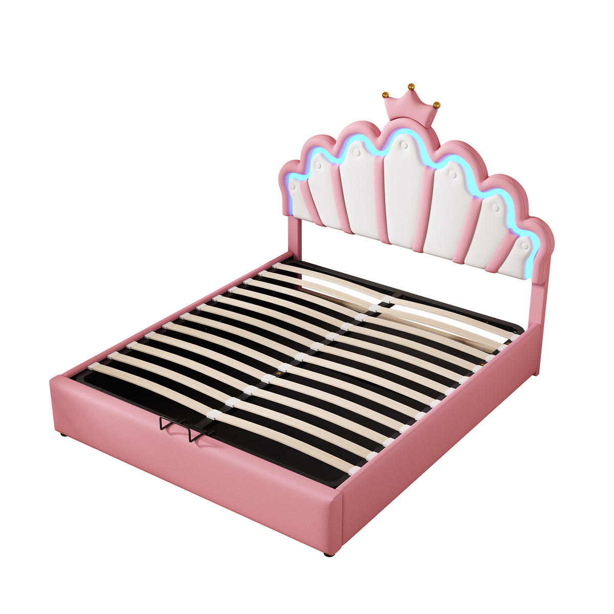 POLSTERBETT 140/200 cm Rosa Prinzessinnenbett mit verstellbarer Ambiente-Beleuchtung - Rosa, Kunststoff (140/200cm) - OKWISH