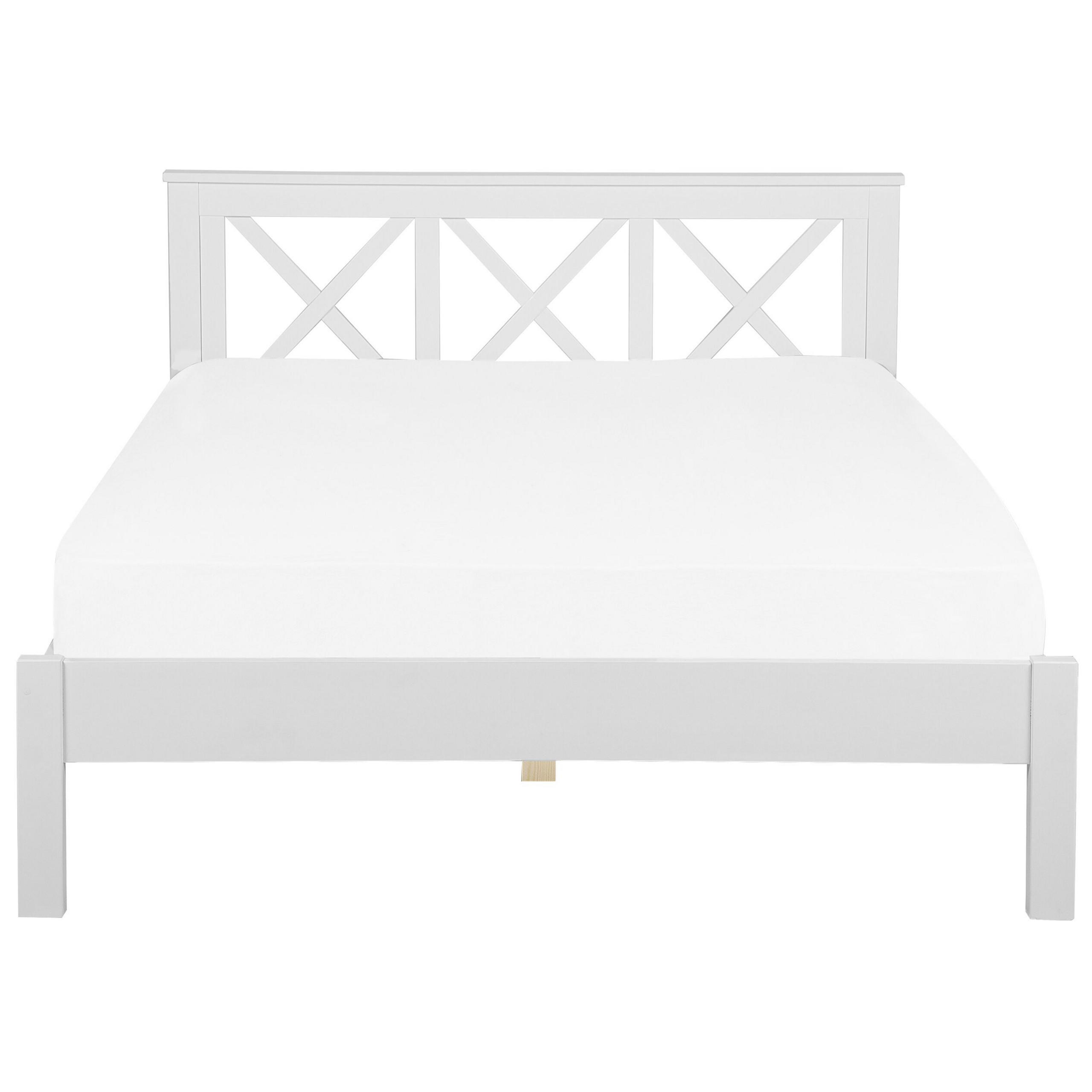 BETT mit Lattenrost 180x200 cm Weiß Tannay - Weiß, Holz (180/200cm) - Beliani