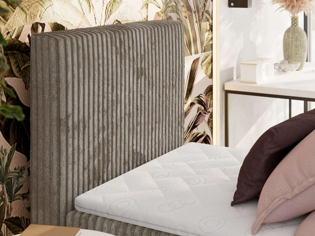 BOXBETT TILIANO 90/200 - Hellbraun Cord - H3 - Visco Topper - Links - Hellbraun, Textil (90/200cm) - MKS