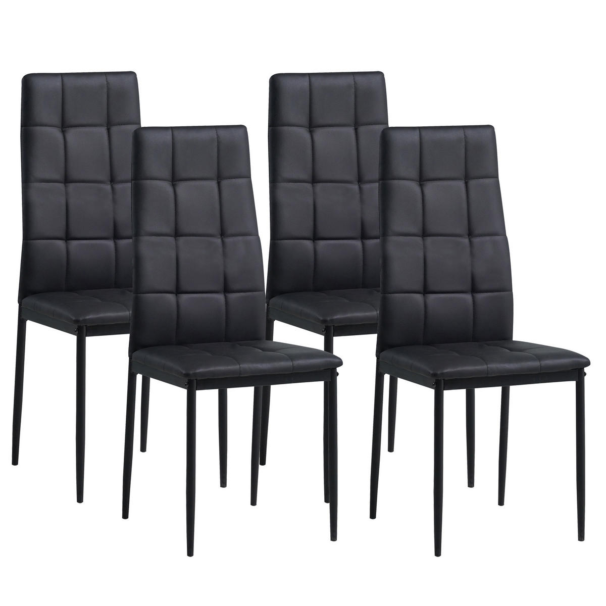 STUHL RIMINI Lederimitat Metallbeine 4er Set Schwarz - Schwarz, Kunststoff/Metall (41/97/38cm) - Albatros