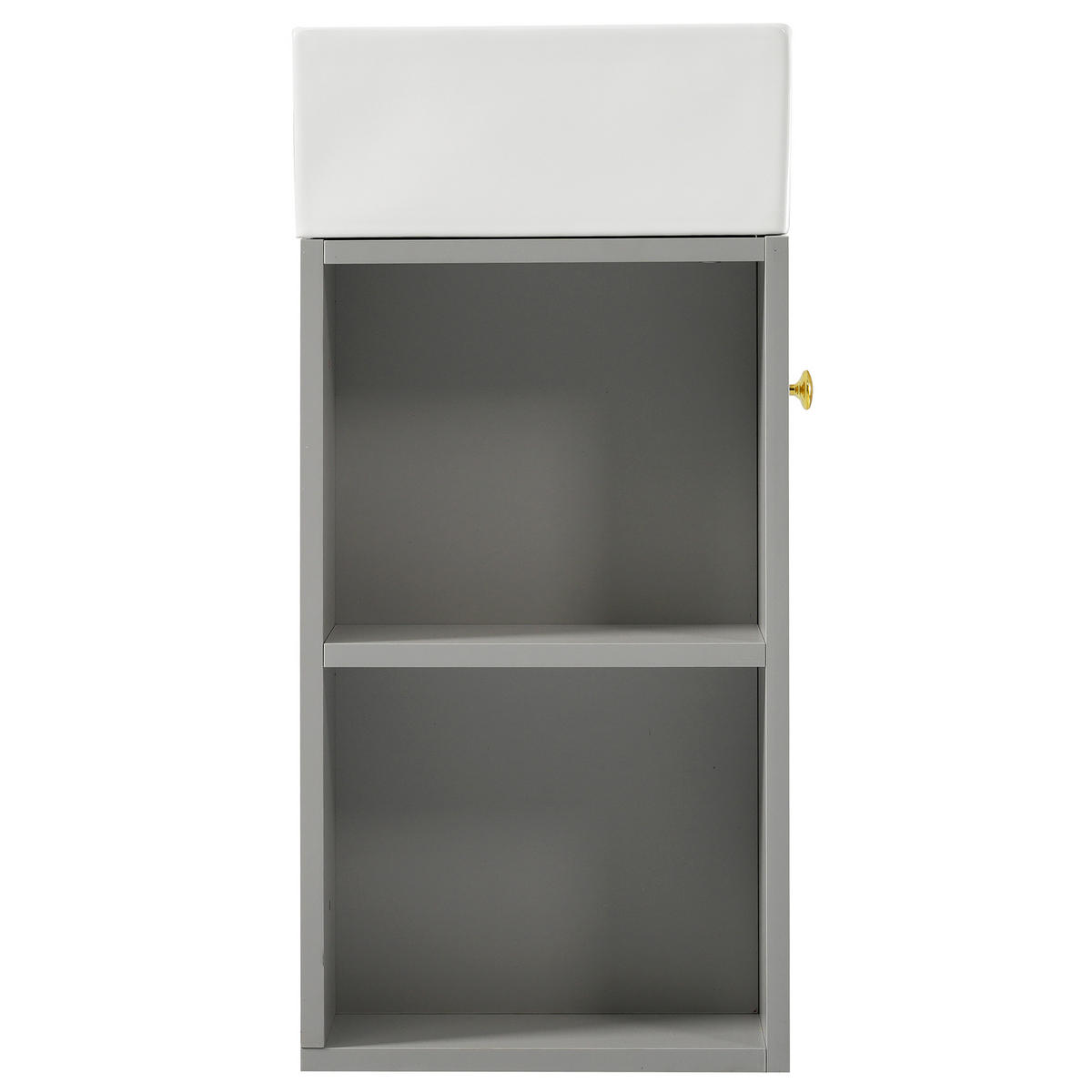 BADEZIMMERSCHRANK 55x31x66.5 cm Grau & Weiß aus Kunststoff mit Keramikbecken & 3D-Paneel - Grau, Holzwerkstoff (55/66.5/31cm) - Modfu