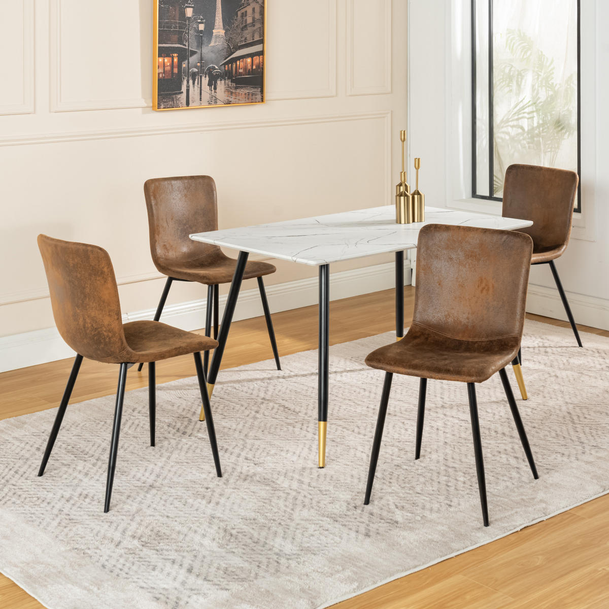 STUHL-SET 4 Stück braun - Schwarz/Braun, Holzwerkstoff/Textil (44/87/54cm) - Urban Meuble
