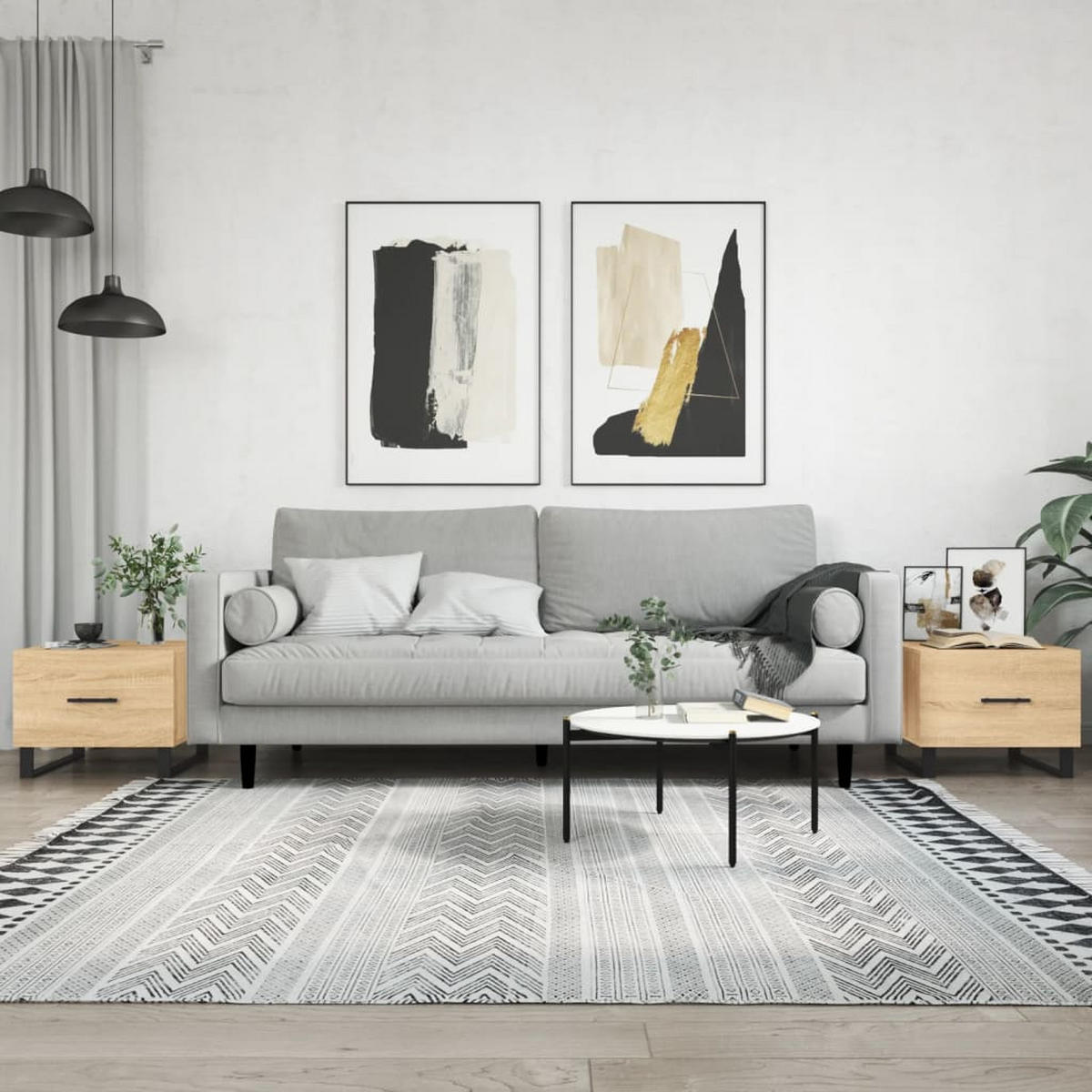 COUCHTISCHE 2 Stk. Sonoma-Eiche 50x50x40 cm Holzwerkstoff - Braun, Holzwerkstoff (50/50/40cm) - furnicato