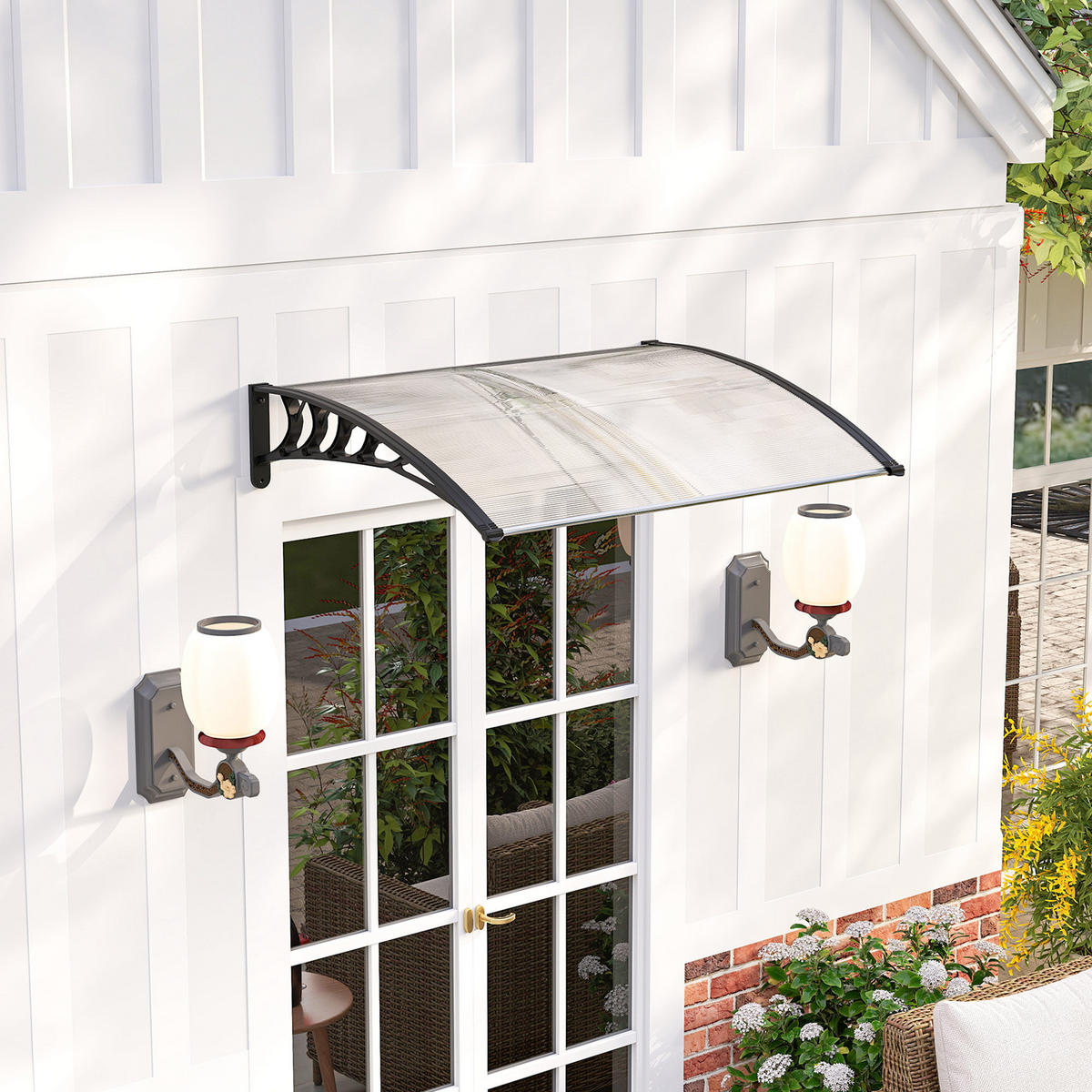 VORDACH DE-14004 Polycarbonat 90/122 cm, UV-Schutz Transparent - Transparent, Kunststoff (89/24/122cm) - ComfortXL