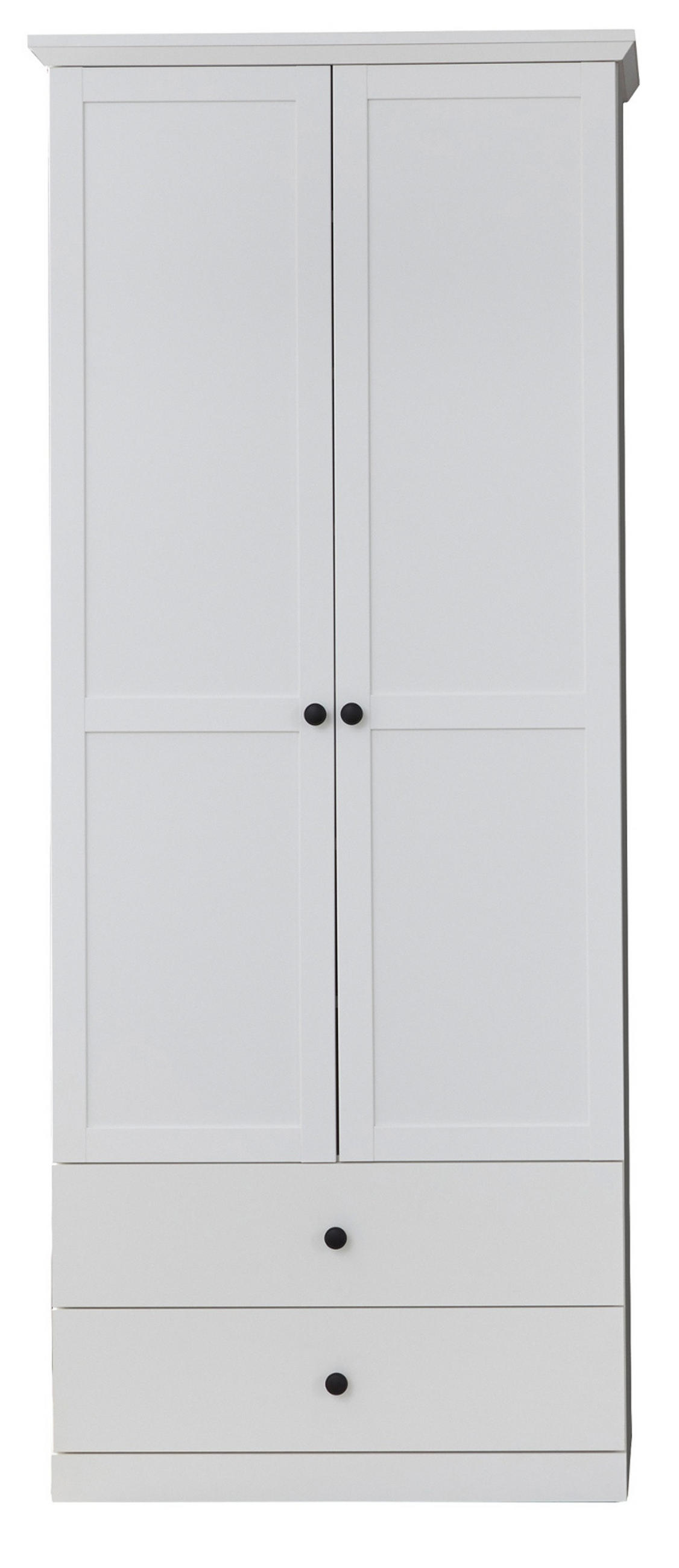 GARDEROBENSCHRANK weiß matt 81 x 196 cm, SCHUHSCHRANK im Landhaus-Stil - Silberfarben/Weiß, Holzwerkstoff/Metall (81/196/41cm) - Top.Furn